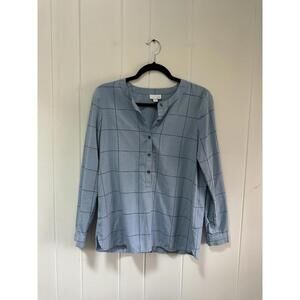 J.Jill Light Blue Windowpane Blouse size XS